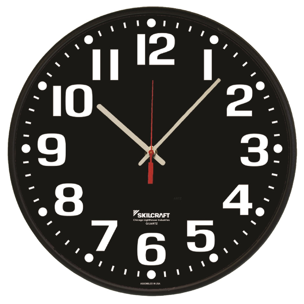 Image of SKILCRAFT® High Contrast Quartz Wall Clock, 12.75" Diameter