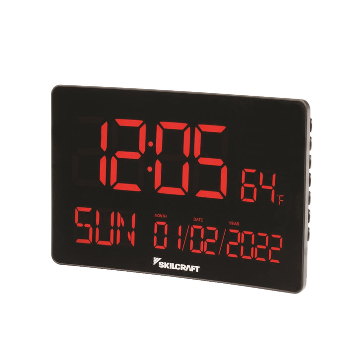 Image of SKILCRAFT® LED Self-set Digital Clock, 2.5" Time Digits, 12- or 24-Hour Display