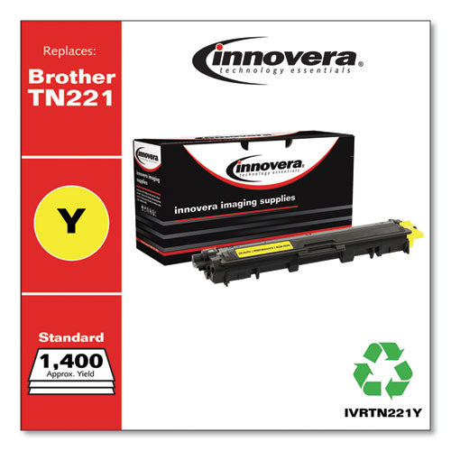 Image of InnoveraÂ® Remanufactured Yellow Toner, Replacement for TN221Y, 1,400 Page-Yield