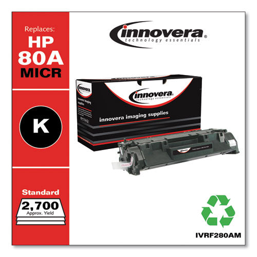 Image of Innovera® IVRF280AM Remanufactured Black MICR Toner, Replacement for 80AM (CF280AM), 2,700 Page-Yield