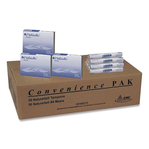 Image of Impact® 25160273 Naturelle Maxi Pad and Tampon Convenience Pack, For Vending, 50 #4 Maxi Pads, 50 Regular Absorbency Tampons, Wrapped, 100/CT