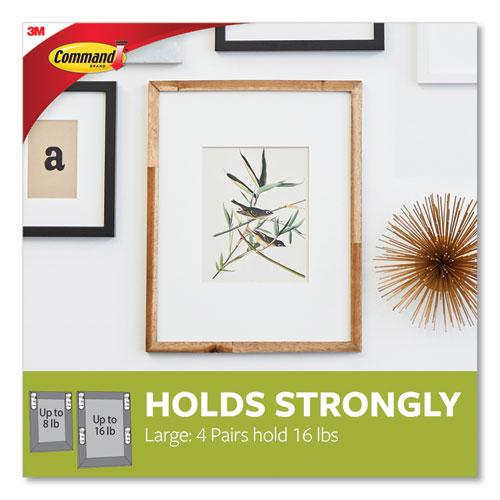 Image of Command 17206BLK Damage-Free Hanging Picture Hanging Strip Pairs, Holds Up to 3.75 lb, Large: 0.75" x 3.65", Black, 4/Pack