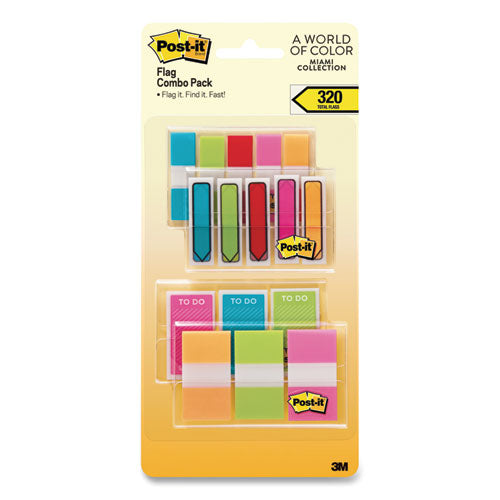 Image of Post-it® 683-XLM Standard And Arrow Flag Combo Pack, 0.47" And 0.94", Assorted Colors, 320/pack
