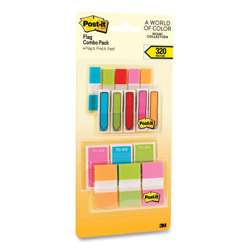 Image of Post-it® 683-XLM Standard And Arrow Flag Combo Pack, 0.47" And 0.94", Assorted Colors, 320/pack