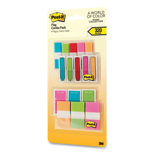 Image of Post-it® 683-XLM Standard And Arrow Flag Combo Pack, 0.47" And 0.94", Assorted Colors, 320/pack