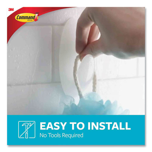 Image of Command BATH18-6ES Medium Bath Hooks Value Pack, Plastic, White, 3 Lb Capacity, 6 Hooks And 6 Strips