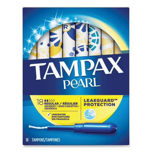 Image of Tampax® 00454 Pearl Tampons, Regular Absorbency, 18/Box