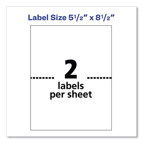 Image of Avery® 08126 Shipping Labels W/ Trueblock Technology, Inkjet Printers, 5.5 X 8.5, White, 2/sheet, 25 Sheets/pack