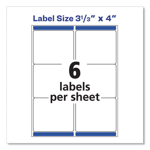 Image of Avery® 95905 Shipping Labels W/ Trueblock Technology, Inkjet/laser Printers, 3.33 X 4, White, 6/sheet, 500 Sheets/box
