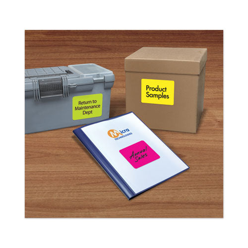 Image of Avery® 6482 High-Vis Removable Laser/Inkjet ID Labels w/ Sure Feed, 3.33 x 4, Neon, 72/PK
