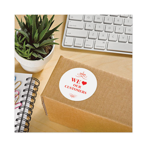 Image of Avery® 05294 Permanent Laser Print-To-The-Edge Id Labels W/surefeed, 2 1/2"dia, White, 300/pk