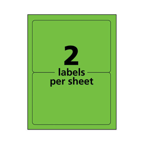 Image of Avery® 05952 High-Visibility Permanent Laser ID Labels, 5.5 x 8.5, Neon Green, 200/Box