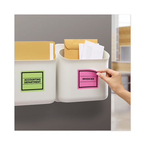 Image of Avery® 6482 High-Vis Removable Laser/Inkjet ID Labels w/ Sure Feed, 3.33 x 4, Neon, 72/PK