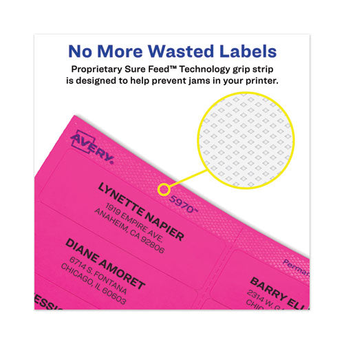 Image of Avery® 06481 High-Vis Removable Laser/inkjet Id Labels, 2 X 4, Asst. Neon, 120/pack
