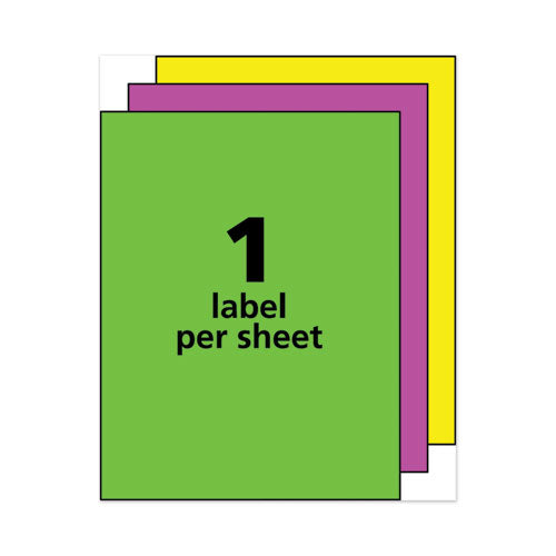 Image of Avery® 05975 High-Visibility Permanent Laser Id Labels, 8.5 X 11, Asst. Neon, 15/pack