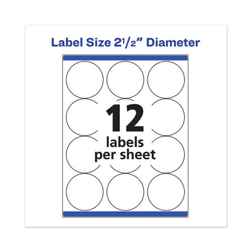 Image of Avery® 05294 Permanent Laser Print-To-The-Edge Id Labels W/surefeed, 2 1/2"dia, White, 300/pk