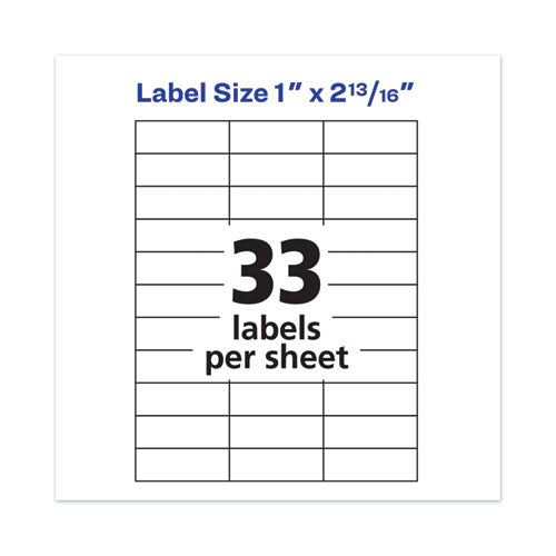 Image of Avery® 05334 Copier Mailing Labels, Copiers, 1 X 2.81, White, 33/sheet, 500 Sheets/box