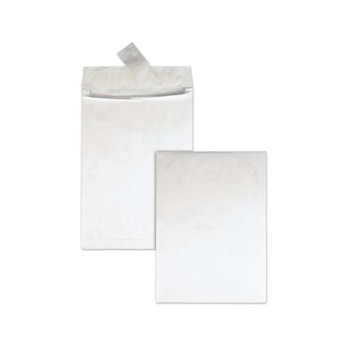 Image of Survivor® QUAR4202 Lightweight 14 lb Tyvek Open End 1.5" Expansion Mailers, #13 1/2, Square Flap, Redi-Strip Closure, 10 x 13, White, 25/Box