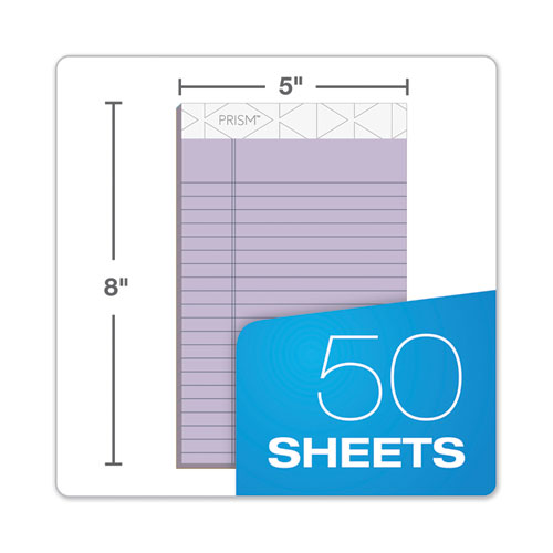 Image of TOPS 63040 Prism + Colored Writing Pads, Narrow Rule, (50) Pastel Orchid 5 x 8 Sheets, 12/Pack