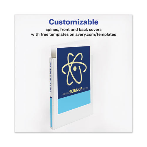 Image of Avery® 79767 Heavy-Duty View Binder With Durahinge And One Touch Slant Rings, 3 Rings, 0.5" Capacity, 11 X 8.5, White