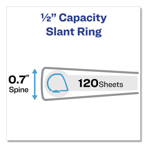 Image of Avery® 79767 Heavy-Duty View Binder With Durahinge And One Touch Slant Rings, 3 Rings, 0.5" Capacity, 11 X 8.5, White