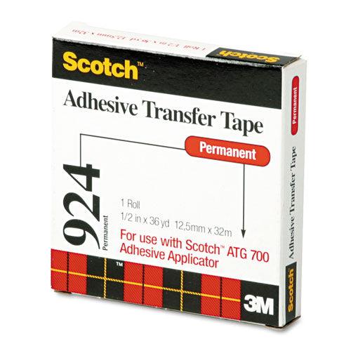 Image of Scotch® 924 ATG Adhesive Transfer Tape, Permanent, Holds Up to 0.5 lb, 0.5" x 36 yd, Clear