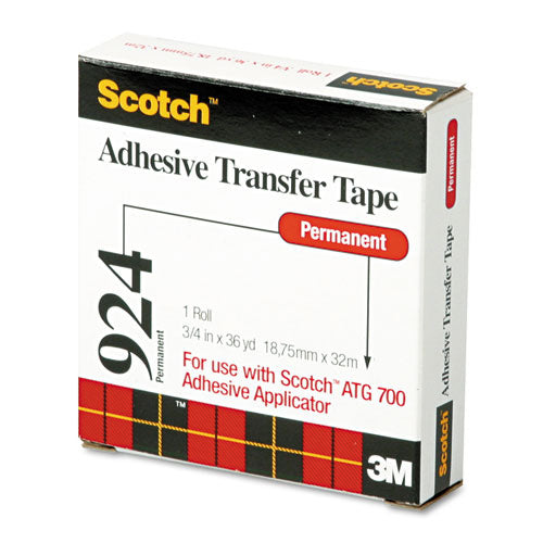 Image of Scotch® 924 ATG Adhesive Transfer Tape Roll, Permanent, Holds Up to 0.5 lb, 0.75" x 36 yd, Clear