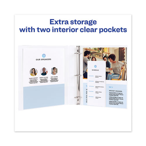 Image of Avery® 79767 Heavy-Duty View Binder With Durahinge And One Touch Slant Rings, 3 Rings, 0.5" Capacity, 11 X 8.5, White