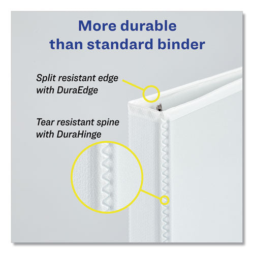 Image of Avery® 79767 Heavy-Duty View Binder With Durahinge And One Touch Slant Rings, 3 Rings, 0.5" Capacity, 11 X 8.5, White