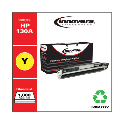 Image of Innovera® IVRM177Y Remanufactured Yellow Toner, Replacement for 130A (CF352A), 1,000 Page-Yield