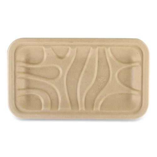 Image of World Centric® TRSC17SLLF Laminated Fiber Meat and Product Trays, PLA Lined, PFAS Free, 8.3 x 4.9 x 0.7, Natural, Paper, 500/Carton