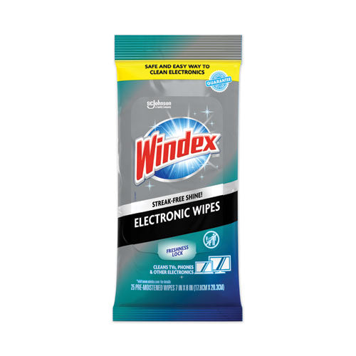 Image of Windex® 319248EA Electronics-Cleaner Wipes, 1-Ply, 7 x 10, Neutral Scent, White, 25 Wipes