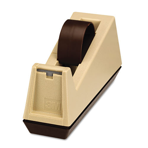 Image of Scotch® C25 Heavy-Duty Weighted Desktop Tape Dispenser, 3" Core, Plastic, Putty/brown