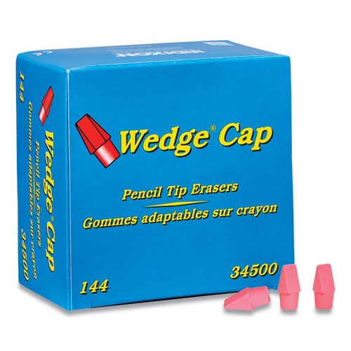 Image of Dixon® X34500 Wedge Cap Erasers, For Pencil Marks, Pink, 144/box