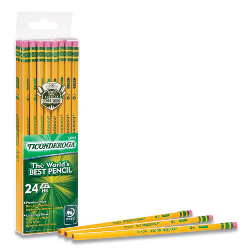Image of Ticonderoga® 13924 PENCILS, HB (#2), BLACK LEAD, YELLOW BARREL, 24/PACK