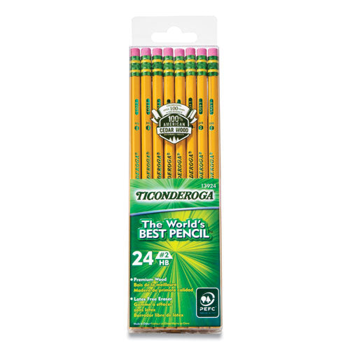 Image of Ticonderoga® 13924 PENCILS, HB (#2), BLACK LEAD, YELLOW BARREL, 24/PACK