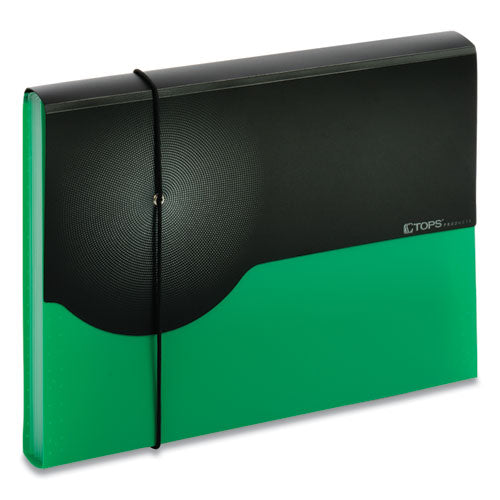 Image of Pendaflex® 67440GRN Seven-Pocket Poly Expanding File, 1" Expansion, 7 Sections, Elastic Cord Closure, 1/6-Cut Tabs, Letter Size, Green