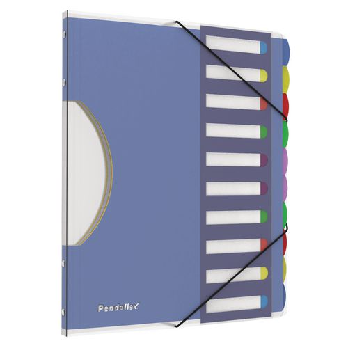 Image of Pendaflex® 50995 PileSmart Project Sorters, 0.75" Expansion, 10 Sections, Elastic Cord Closure, 1/10-Cut Tabs, Letter Size, Blue