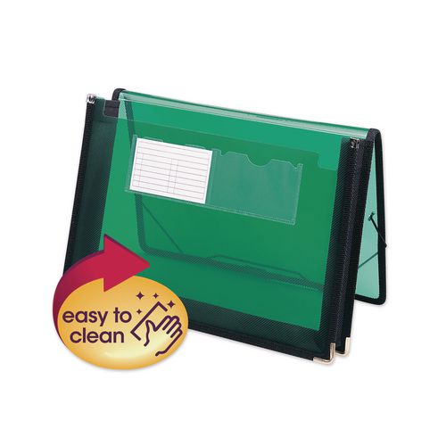 Image of Smead 71951 Poly Wallets, 2.25" Expansion, 1 Section, Elastic Cord Closure, Letter Size, Translucent Green