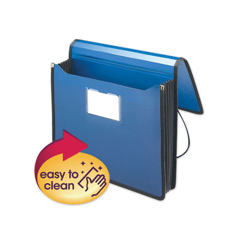 Image of Smead 71503 Poly Premium Wallets, 5.25" Expansion, 1 Section, Elastic Cord Closure, Letter Size, Navy Blue