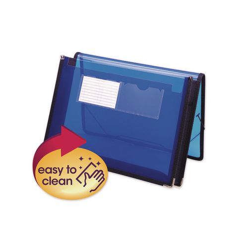 Image of Smead 71953 Poly Wallets, 2.25" Expansion, 1 Section, Elastic Cord Closure, Letter Size, Translucent Blue