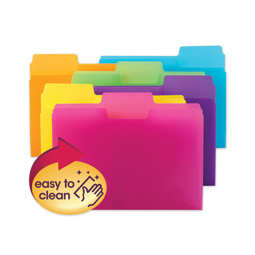 Image of Smead SuperTab Top Tab File Folders, 1/3-Cut Tabs: Assorted, Letter Size, 0.75" Expansion, Polypropylene, 18/Pack