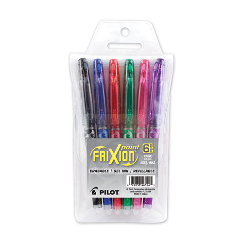Image of PilotÂ® Frixion Ball Erasable Gel Pen, Stick, Extra-Fine 0.5 Mm, Assorted Ink And Barrel Colors, 6/pack