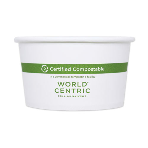 Image of World Centric® BOPA16 Paper Bowls, 16 oz, 4.4" Diameter x 3" h, White, 500/Carton