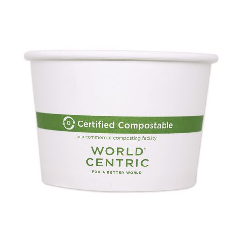 Image of World Centric® BOPA8 Paper Bowls, 8 oz, 3.5" Diameter x 2.3" h, White, 1,000/Carton