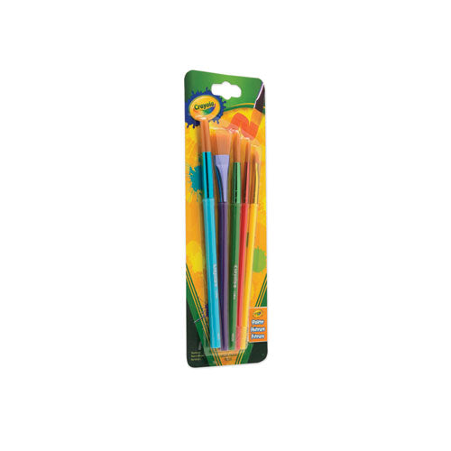 Image of Crayola® 05-3506 Arts And Craft Brush Set, Assorted Sizes, Natural Hair, Angled, Flat, Round, 5/set