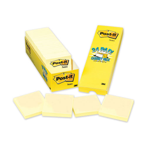 Image of Post-it® Notes 65424CP Original Pads in Canary Yellow, Cabinet Pack, 3" x 3", 90 Sheets/Pad, 24 Pads/Pack