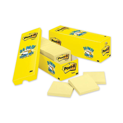 Image of Post-it® Notes 65424CP Original Pads in Canary Yellow, Cabinet Pack, 3" x 3", 90 Sheets/Pad, 24 Pads/Pack