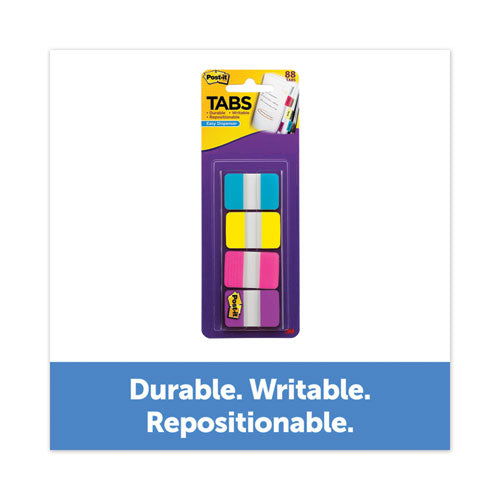 Image of Post-it® 686-AYPV1IN 1" Wide Tabs With Dispenser, Aqua, Pink, Violet, Yellow, 88/pack
