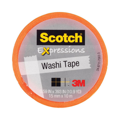 Image of Scotch® C314-ORG Expressions Washi Tape, 1.25" Core, 0.59" X 32.75 Ft, Orange